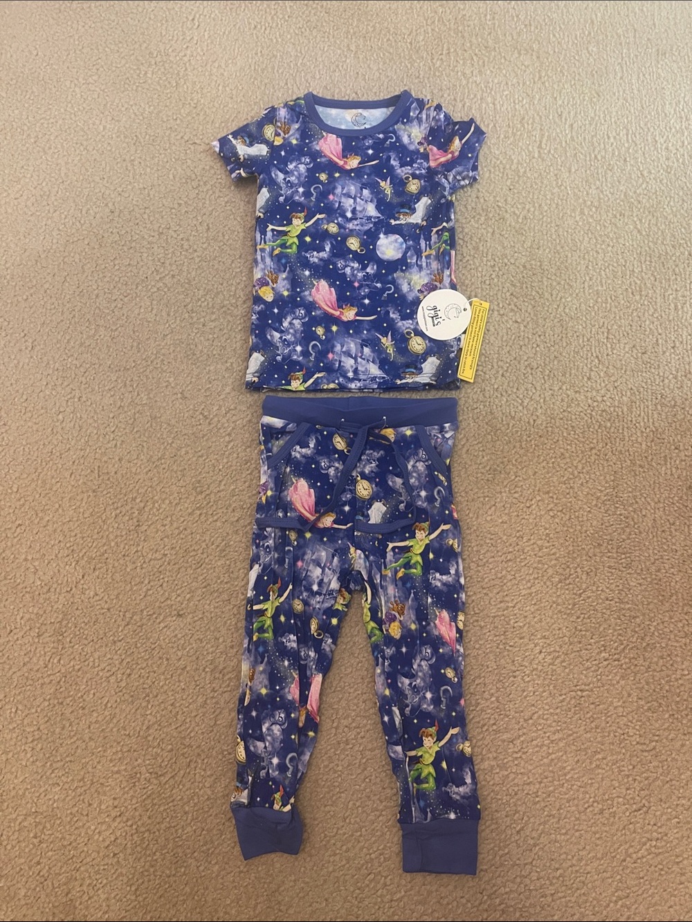 Two Piece Bamboo Fairy Print Short Sleeve Pajama Set with Joggers